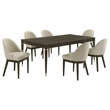 Pemberly Row 7-piece Rectangular Dining Table Set in Ash Brown