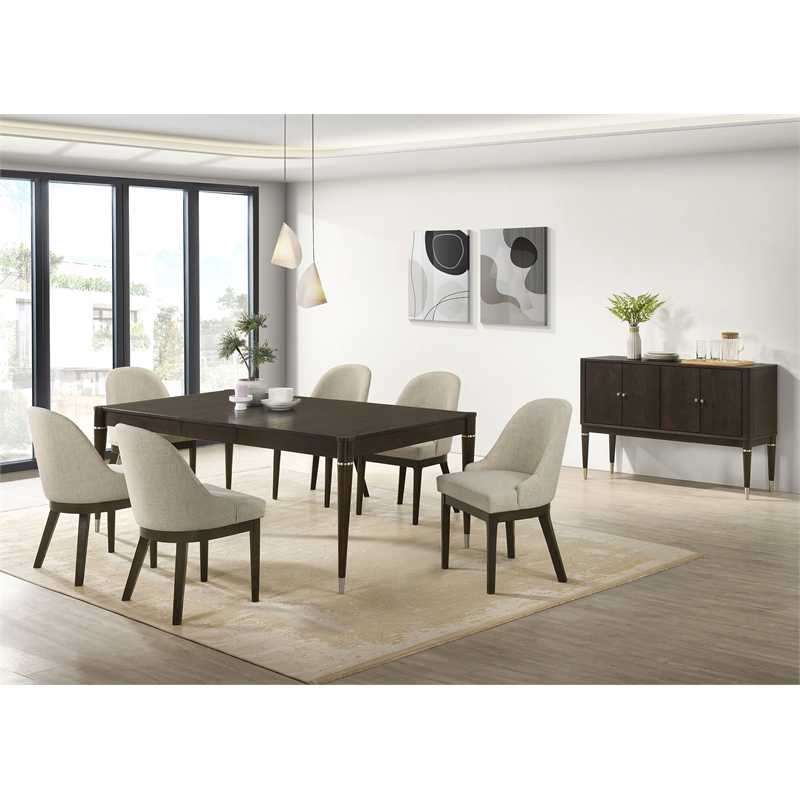 Pemberly Row 8-piece Dining Table Set with Sideboard in Ash Brown