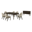 Pemberly Row 8-piece Dining Table Set with Sideboard in Ash Brown