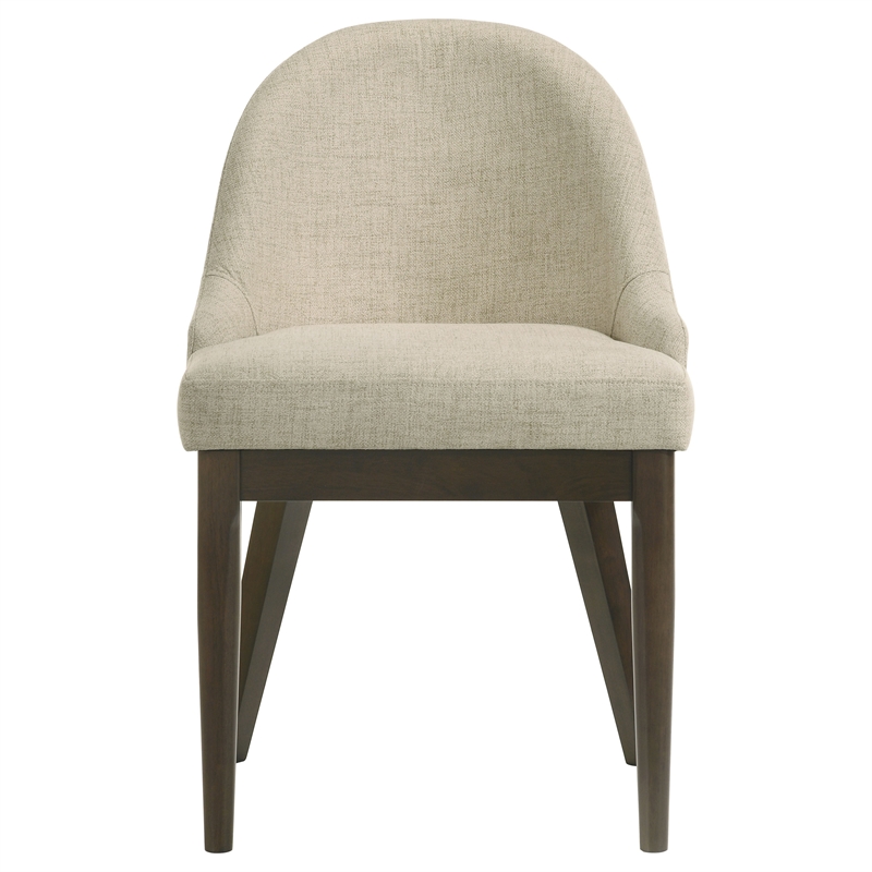Pemberly Row Upholstered Fabric Dining Side Chair Set of 2 in Beige