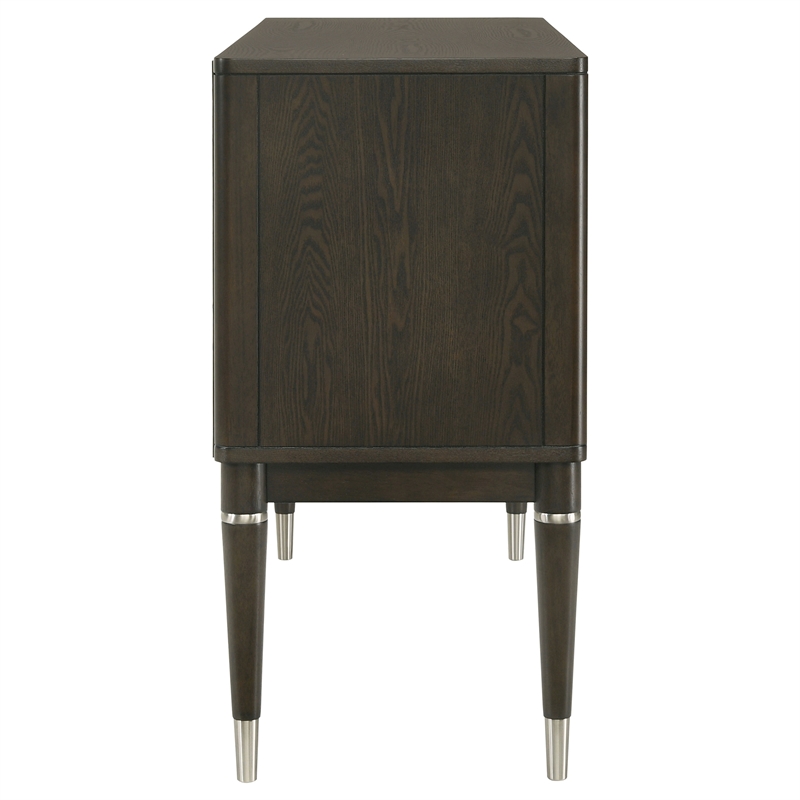 Pemberly Row 4-door Dining Sideboard Server with Shelves in Ash Brown