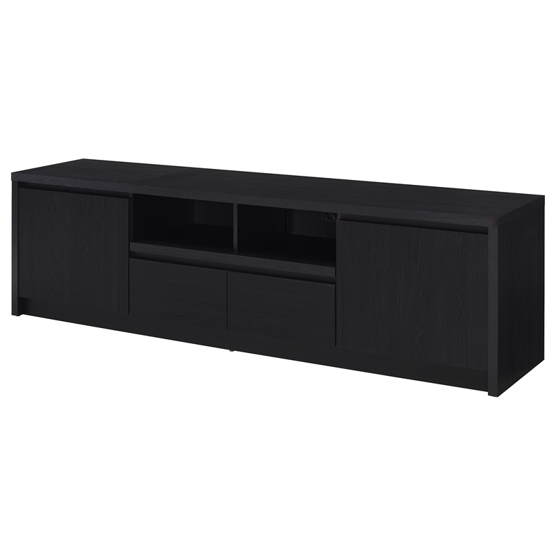 Pemberly Row 78-inch 2-door TV Stand Media Console in Black Finish