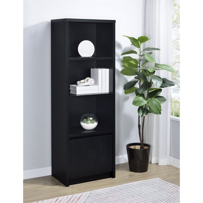 Pemberly Row 3-shelf Media Tower Entertainment Pier in Black Finish