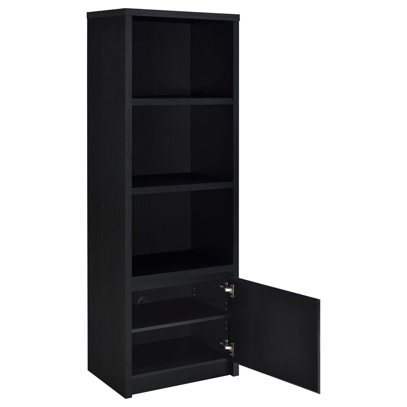 Pemberly Row 3-shelf Media Tower Entertainment Pier in Black Finish