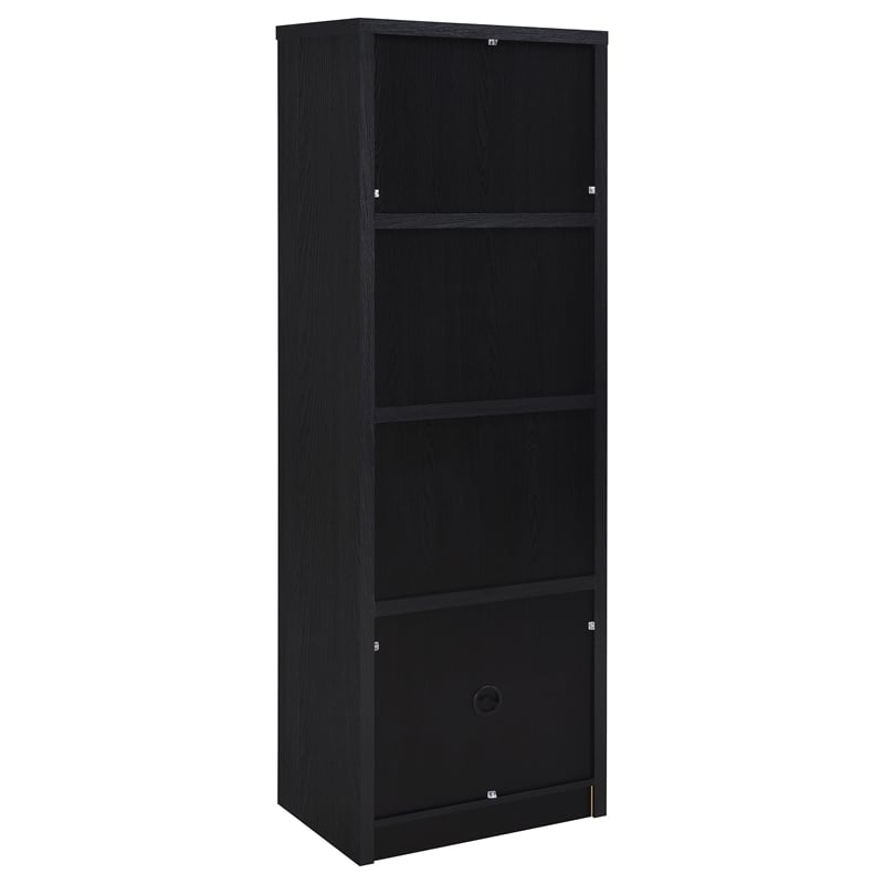 Pemberly Row 3-shelf Media Tower Entertainment Pier in Black Finish