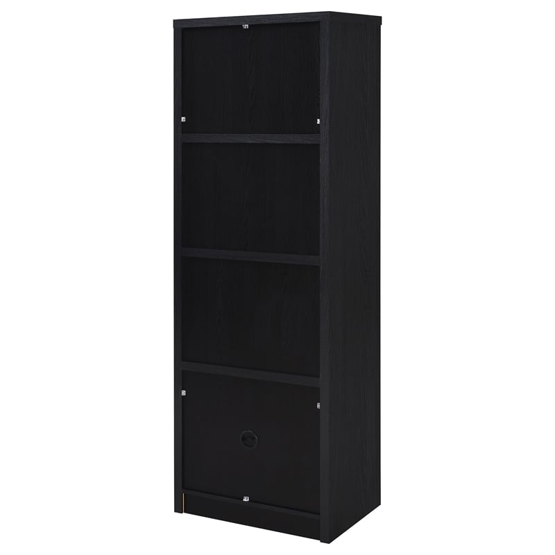 Pemberly Row 3-shelf Media Tower Entertainment Pier in Black Finish