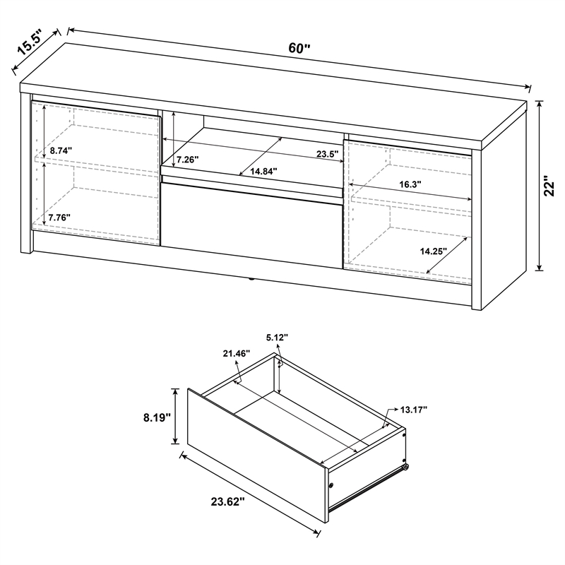 Pemberly Row 3-piece Entertainment Center 60-inch TV Stand in Black