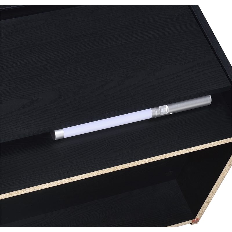 Pemberly Row 2-drawer Nightstand with LED Lights and USB Ports in Black