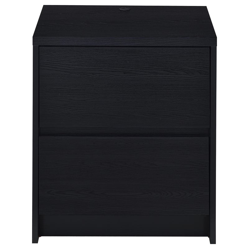 Pemberly Row 2-drawer Nightstand with LED Lights and USB Ports in Black