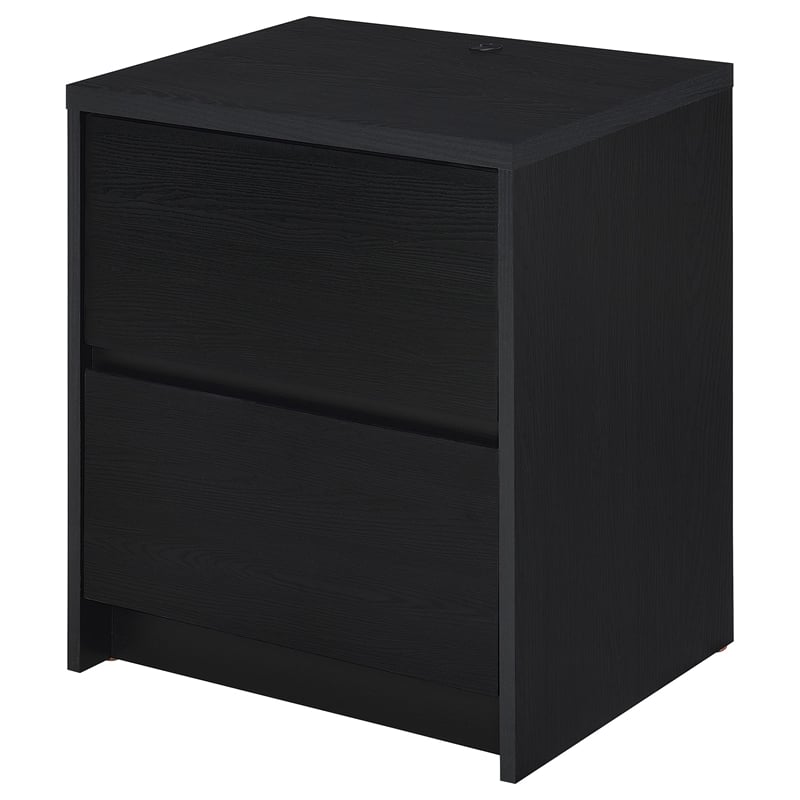 Pemberly Row 2-drawer Nightstand with LED Lights and USB Ports in Black