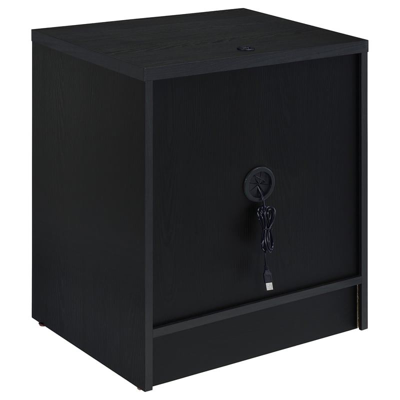 Pemberly Row 2-drawer Nightstand with LED Lights and USB Ports in Black