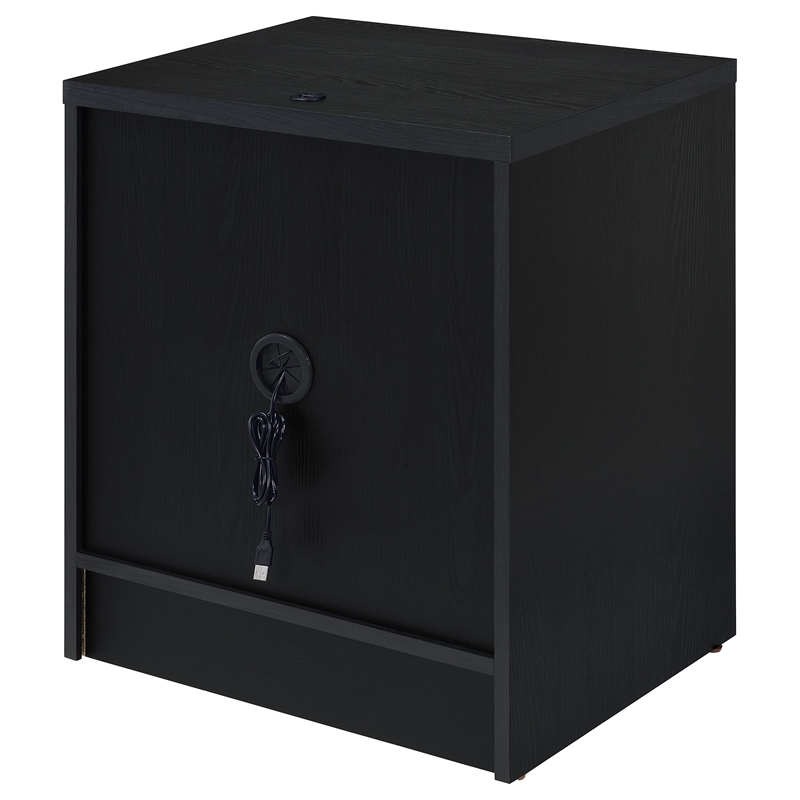 Pemberly Row 2-drawer Nightstand with LED Lights and USB Ports in Black
