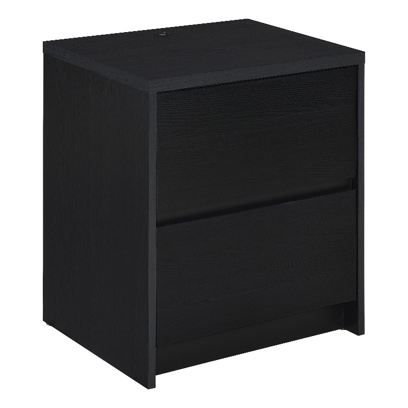 Pemberly Row 2-drawer Nightstand with LED Lights and USB Ports in Black
