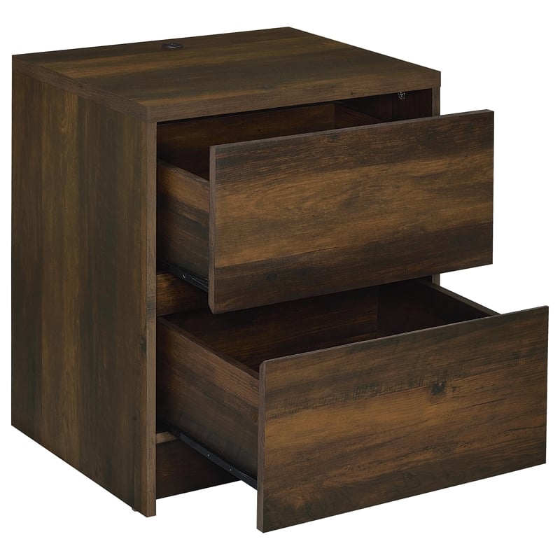 Pemberly Row 2-drawer Nightstand with LED Lights and USB Ports in Dark Pine