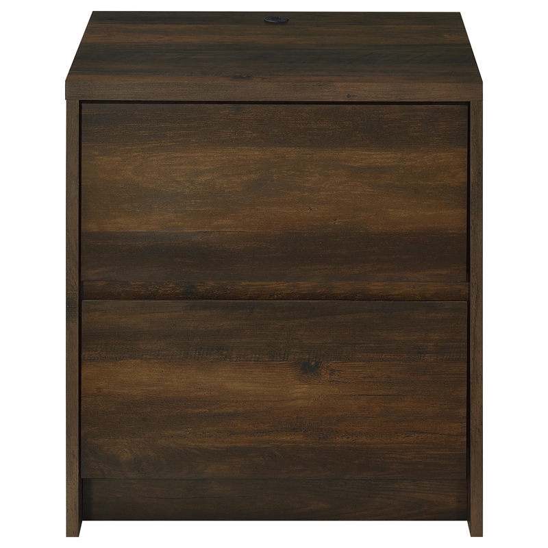 Pemberly Row 2-drawer Nightstand with LED Lights and USB Ports in Dark Pine