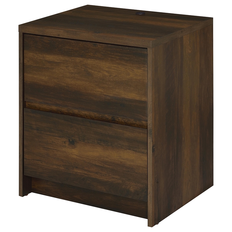 Pemberly Row 2-drawer Nightstand with LED Lights and USB Ports in Dark Pine