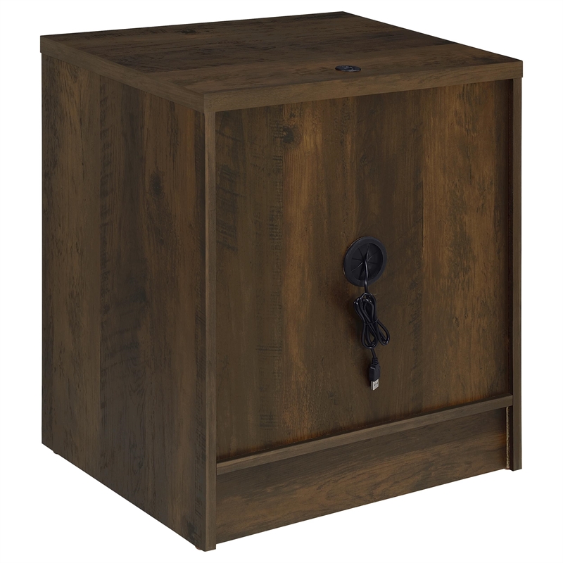 Pemberly Row 2-drawer Nightstand with LED Lights and USB Ports in Dark Pine
