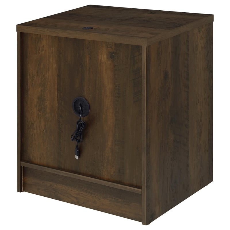 Pemberly Row 2-drawer Nightstand with LED Lights and USB Ports in Dark Pine
