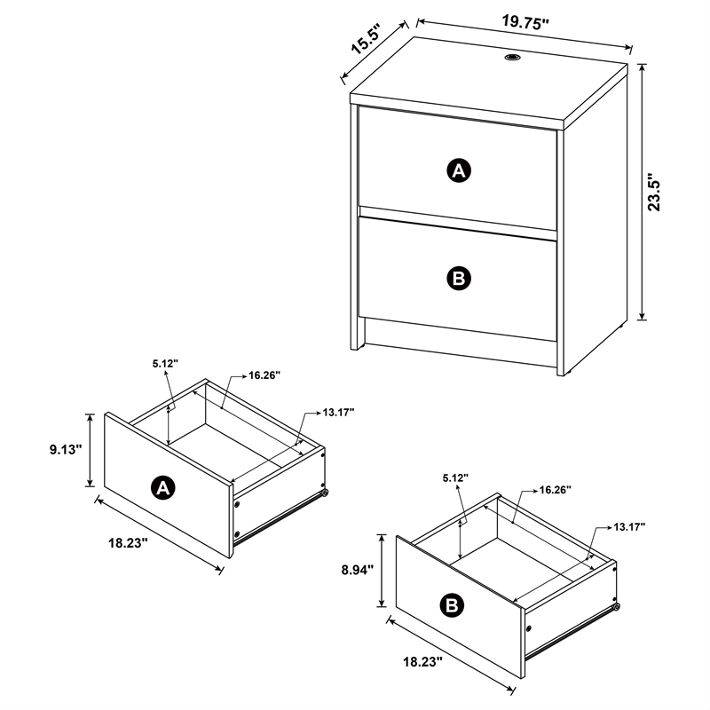 Pemberly Row 2-drawer Nightstand with LED Lights and USB Ports in Mango
