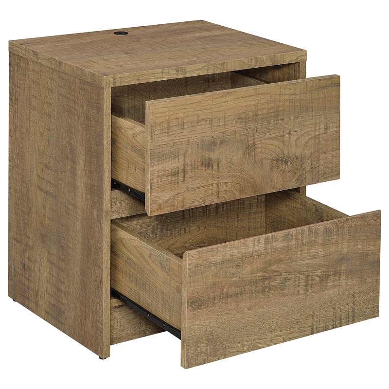 Pemberly Row 2-drawer Nightstand with LED Lights and USB Ports in Mango