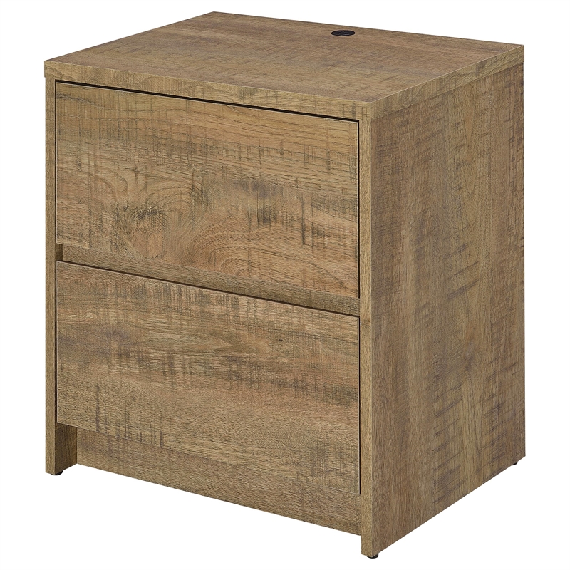 Pemberly Row 2-drawer Nightstand with LED Lights and USB Ports in Mango