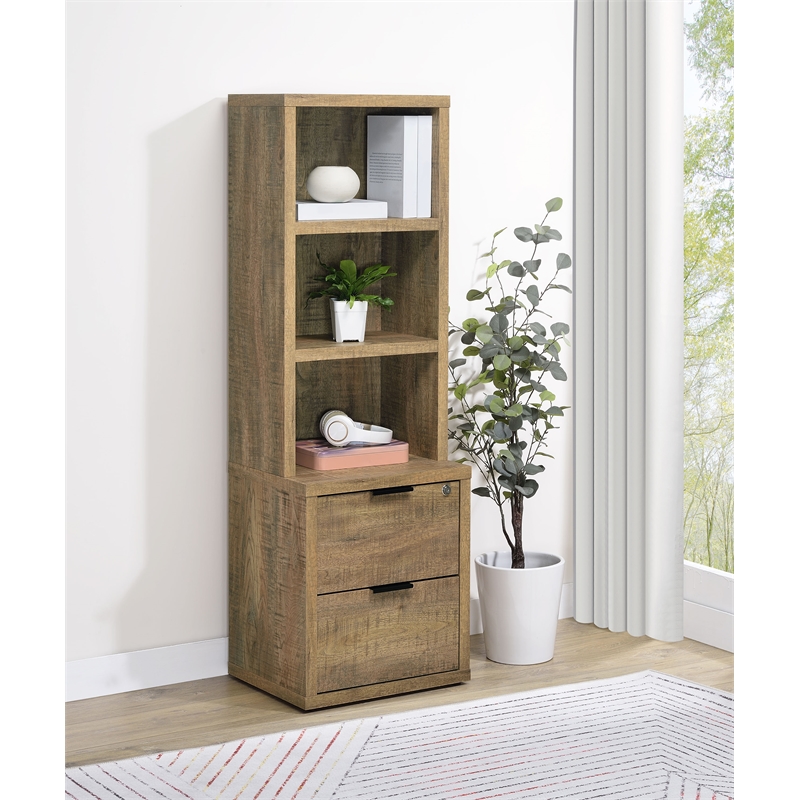 Pemberly Row 3-Shelf Bookcase with USB and Lockable Drawer in Mango