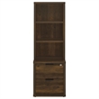 Pemberly Row 3-Shelf Bookcase with USB and Lockable Drawer in Dark Pine