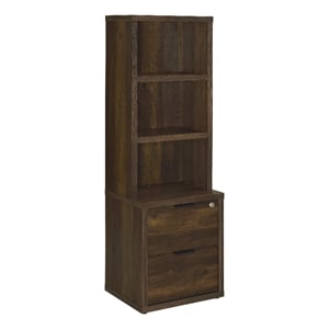 Pemberly Row 3-Shelf Bookcase with USB and Lockable Drawer in Dark Pine