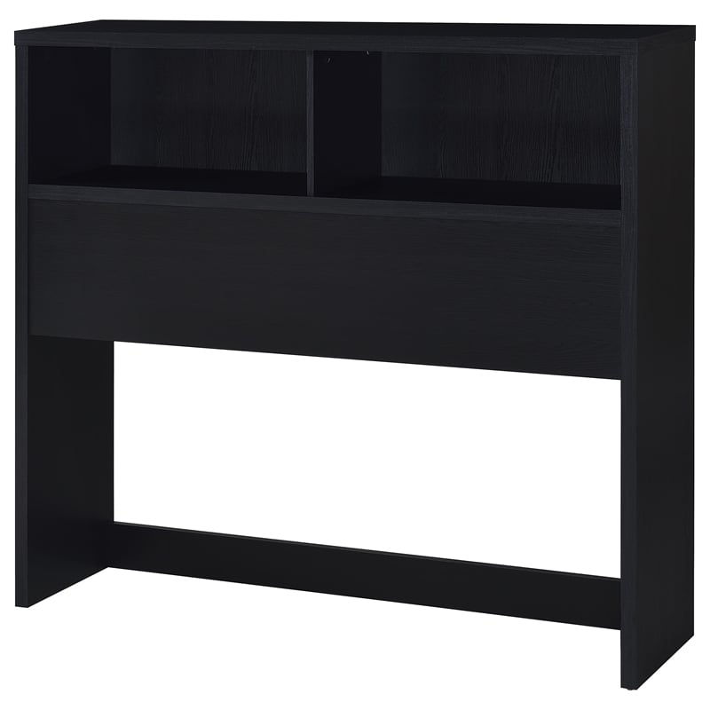 Pemberly Row 49-inch Full Wood Bookcase Headboard with 2 Cubbies in Black