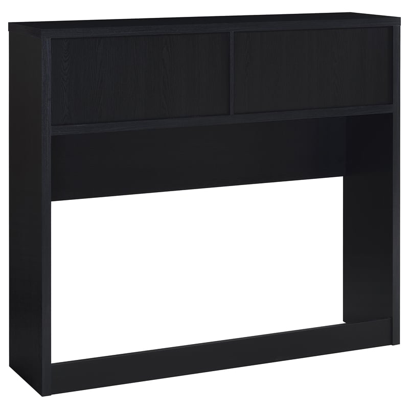 Pemberly Row 49-inch Full Wood Bookcase Headboard with 2 Cubbies in Black