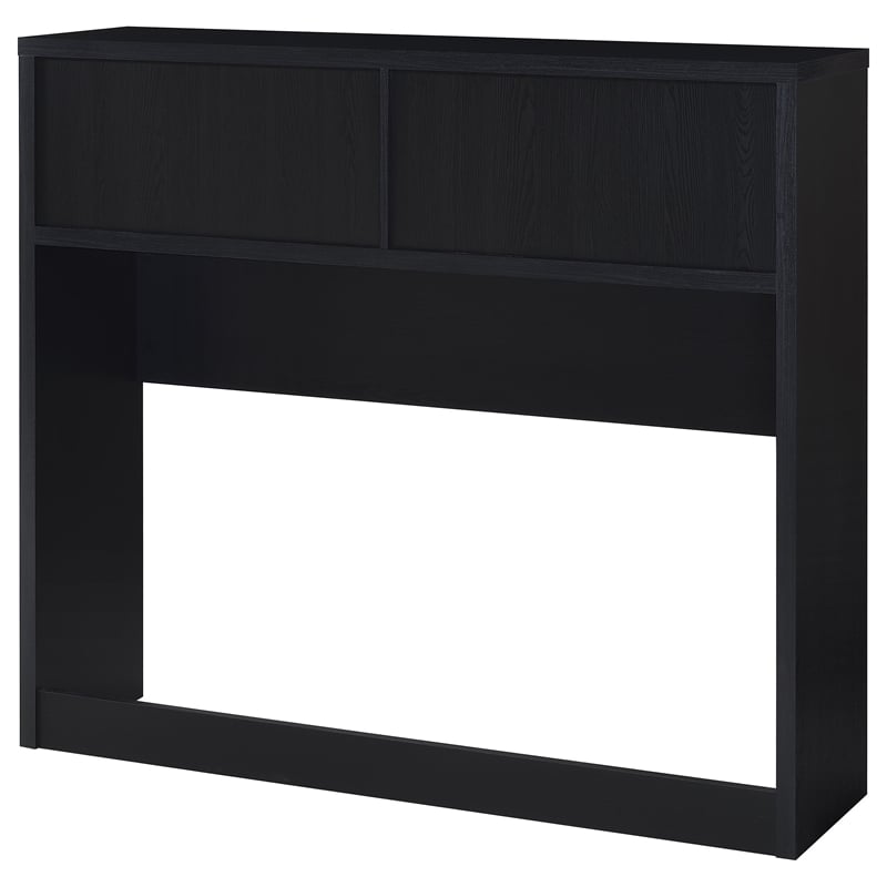 Pemberly Row 49-inch Full Wood Bookcase Headboard with 2 Cubbies in Black