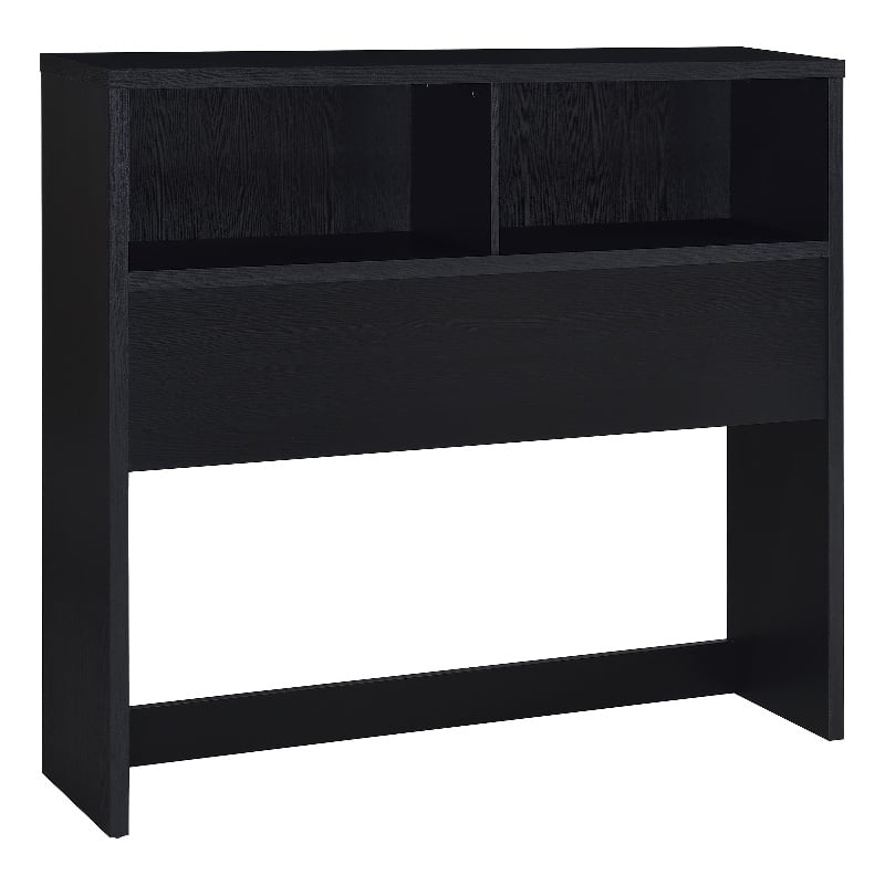 Pemberly Row 49-inch Full Wood Bookcase Headboard with 2 Cubbies in Black