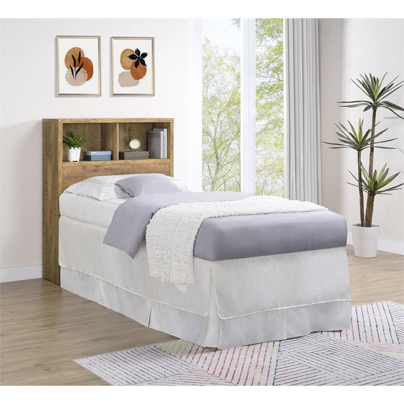 Pemberly Row 49-inch Twin Wood Bookcase Headboard in Mango Brown