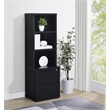Pemberly Row 3-Shelf Bookcase with USB and Lockable Drawer in Black