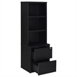 Pemberly Row 3-Shelf Bookcase with USB and Lockable Drawer in Black