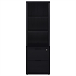 Pemberly Row 3-Shelf Bookcase with USB and Lockable Drawer in Black