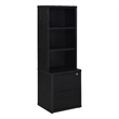 Pemberly Row 3-Shelf Bookcase with USB and Lockable Drawer in Black