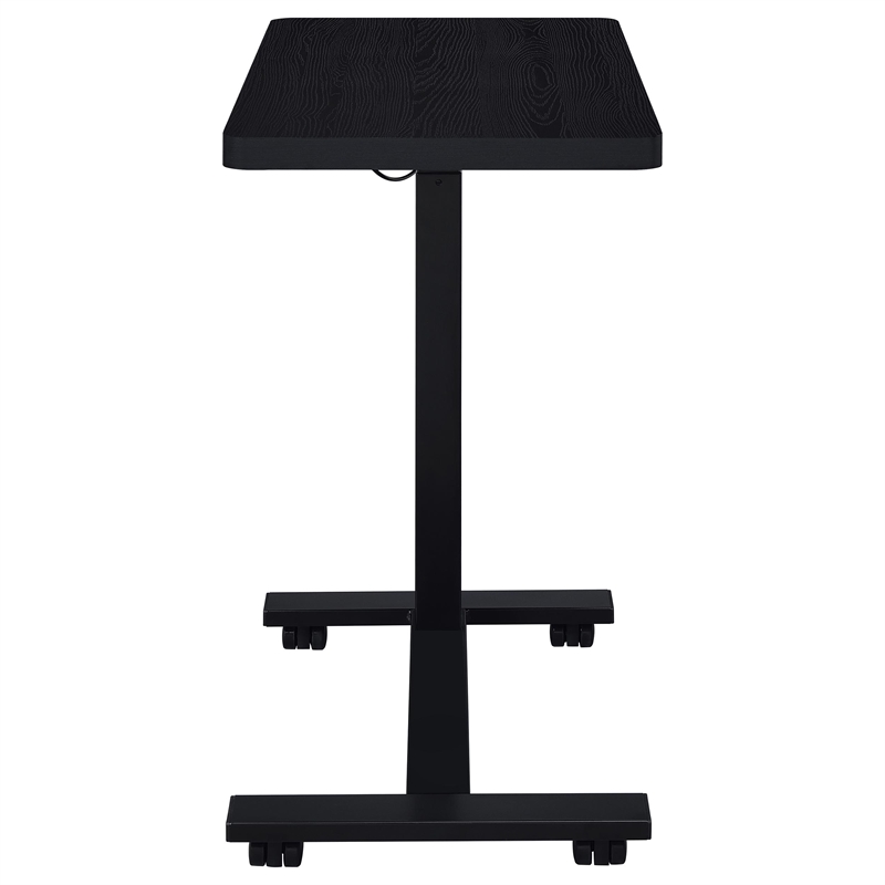 Pemberly Row Pneumatic Adjustable C-Shape Side Table with Casters in Black