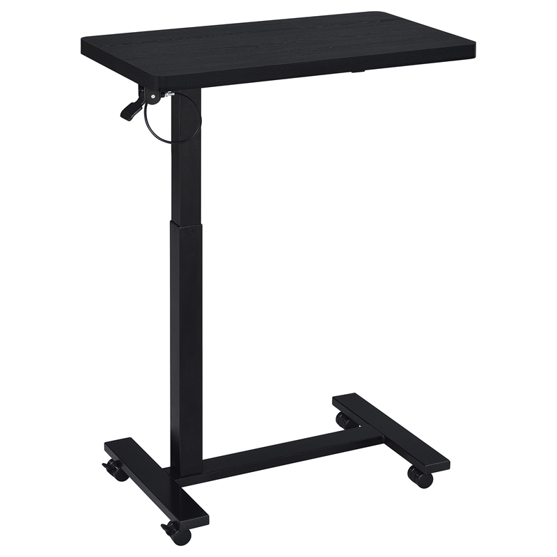 Pemberly Row Pneumatic Adjustable C-Shape Side Table with Casters in Black