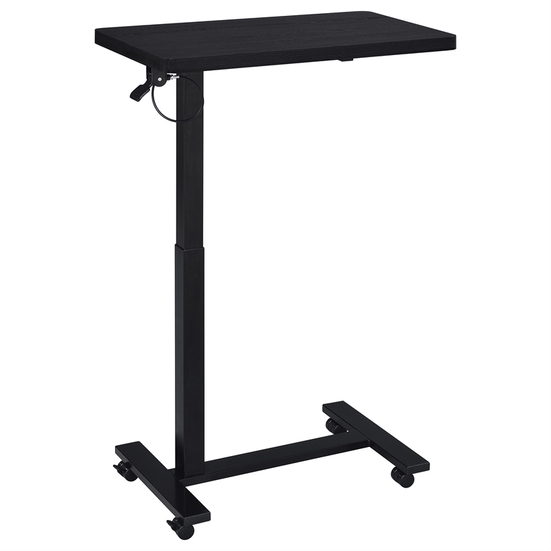 Pemberly Row Pneumatic Adjustable C-Shape Side Table with Casters in Black
