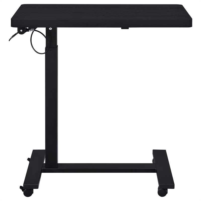 Pemberly Row Pneumatic Adjustable C-Shape Side Table with Casters in Black
