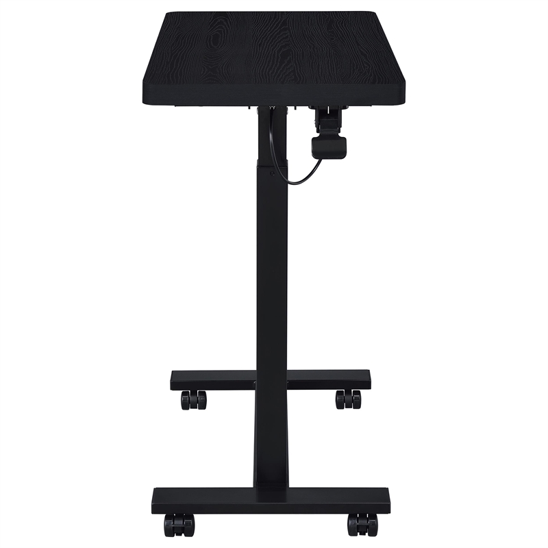 Pemberly Row Pneumatic Adjustable C-Shape Side Table with Casters in Black