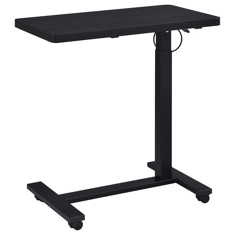 Pemberly Row Pneumatic Adjustable C-Shape Side Table with Casters in Black