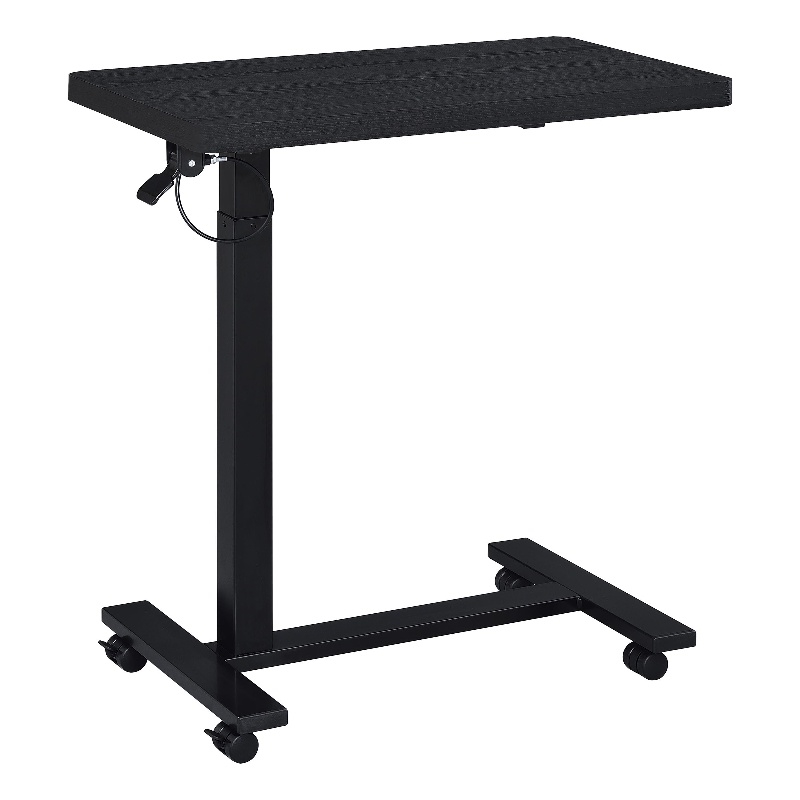 Pemberly Row Pneumatic Adjustable C-Shape Side Table with Casters in Black