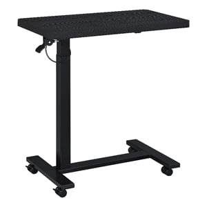 Pemberly Row Pneumatic Adjustable C-Shape Side Table with Casters in Black
