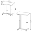 Pemberly Row Pneumatic Adjustable C-Shape Side Table with Casters in Brown