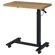 Pemberly Row Pneumatic Adjustable C-Shape Side Table with Casters in Brown