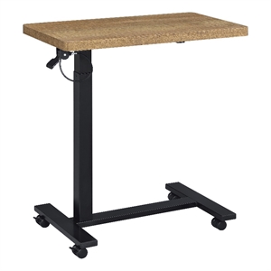 Pemberly Row Pneumatic Adjustable C-Shape Side Table with Casters in Brown