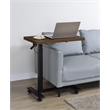 Pemberly Row Adjustable C-Shape Side Table with Casters in Dark Pine