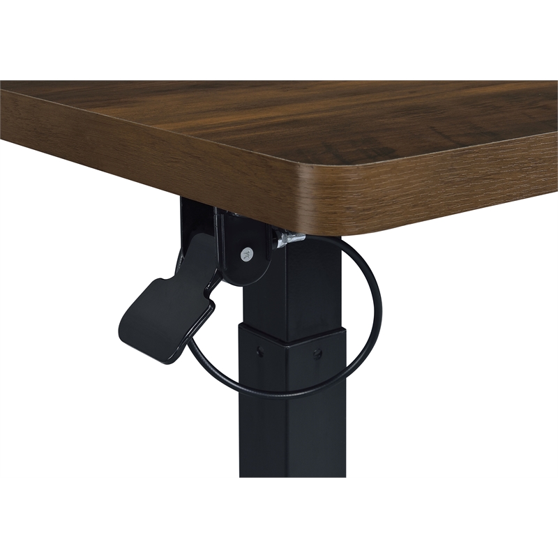 Pemberly Row Adjustable C-Shape Side Table with Casters in Dark Pine